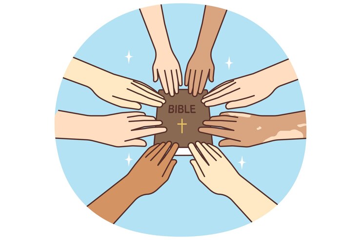 Vector a multinational group holding a bible