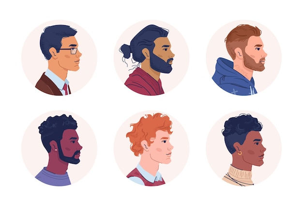 Vector multinational people diversity of men portrait