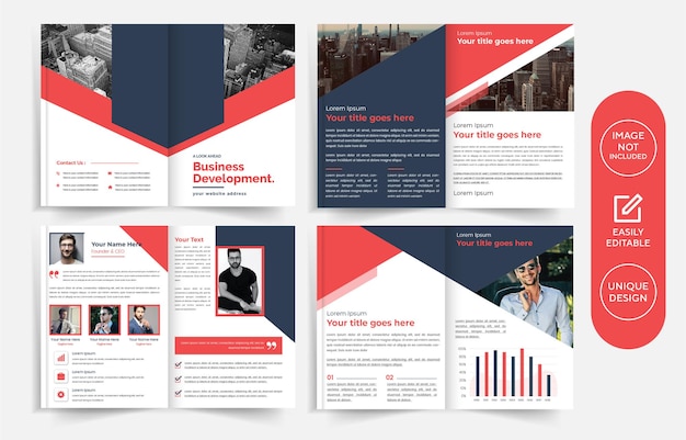 Multipage business brochure template design, annual report, company profile.