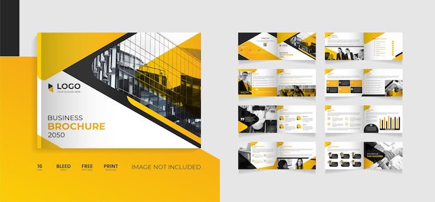 Multipage landscape corporate brochure design 16-page professional brochure template layout