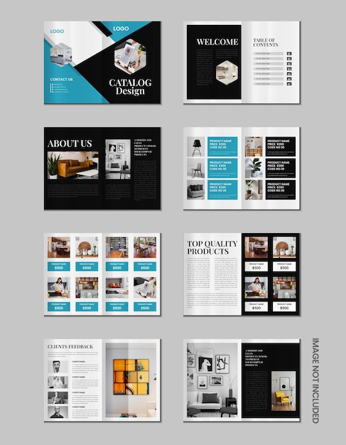 Vettore progettazione di catalogo di prodotti a più pagine o progettazione di catalogo dei prodotti di mobili aziendali