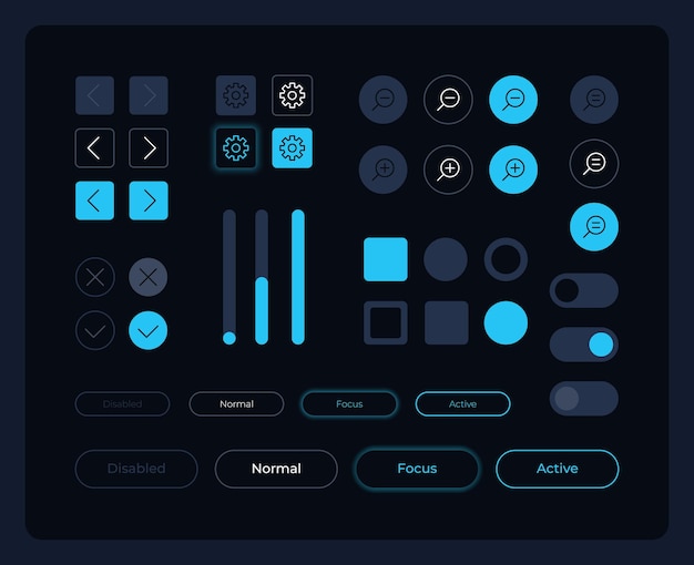 Vector multiple buttons ui elements kit