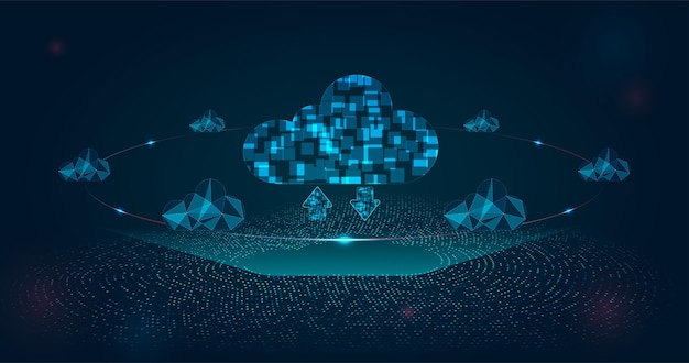 Multiple cloud symbol vector illustration 2D cloud 3D cloud multicloud work connected big data