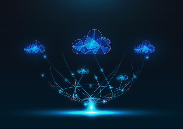 multiple cloud symbol vector illustration 2d cloud 3d cloud multicloud work connected data