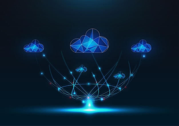 Multiple cloud symbol vector illustration 2d cloud 3d cloud multicloud work connected data