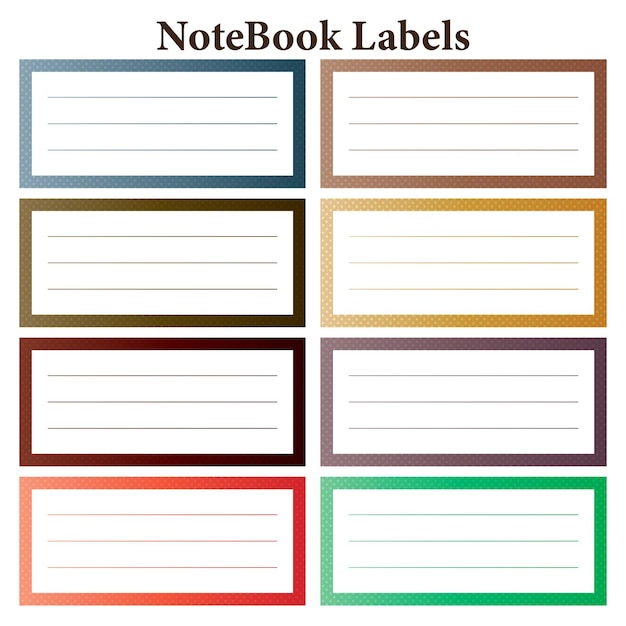Premium Vector Multiple colors notebook labels design template