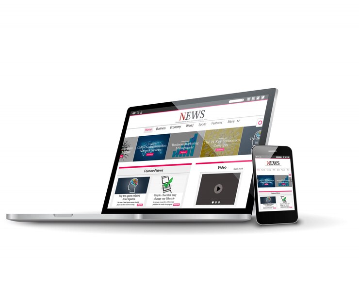 Vector  multiple devices with business news internet web site
