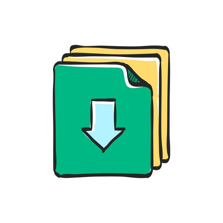 Vector multiple download arrow icon in hand drawn color vector illustration
