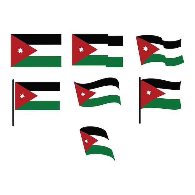 multiple illustrations of the jordanian flag
