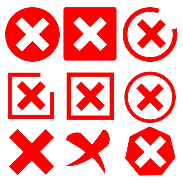 Vector multiple red cross or x icons