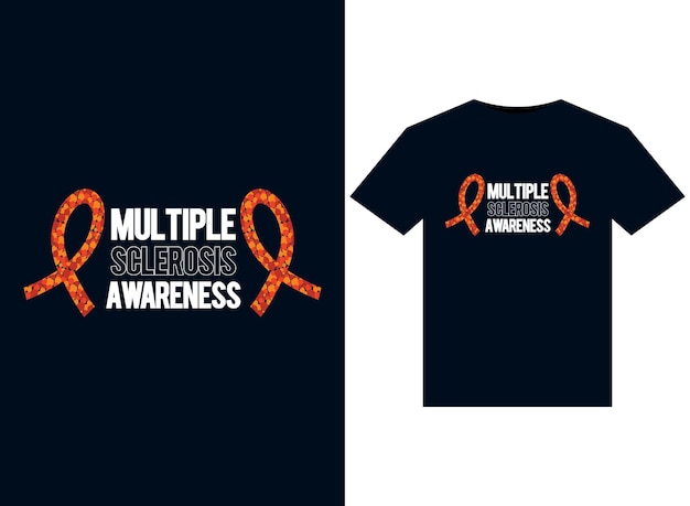 Multiple Sclerosis Awareness illustrations for print-ready T-Shirts design
