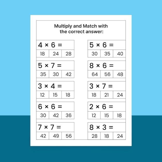 Multiplication math worksheets for kids