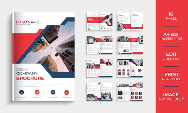 Multipurpose 16 pages company profile brochure design template layout