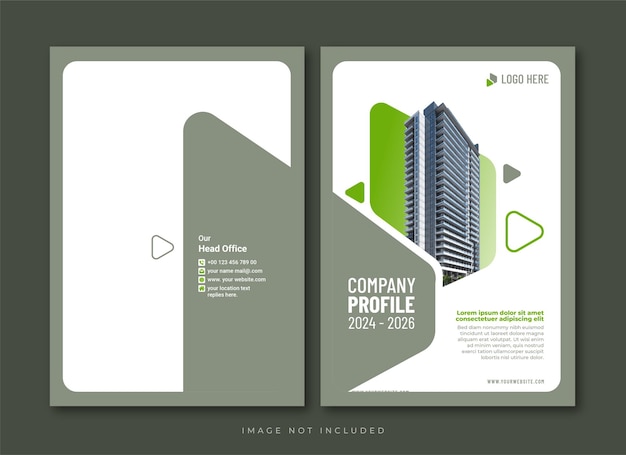 Multipurpose book cover modern gray green with building professional design template