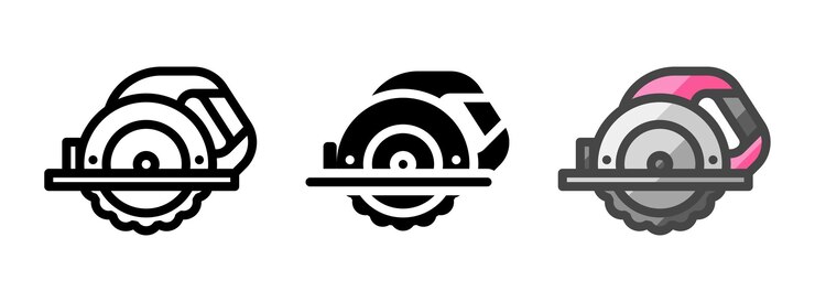 Multipurpose circular saw icon in outline glyph filled outline style