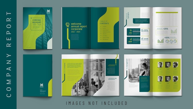 Multipurpose Company profile Annual report green and gray color