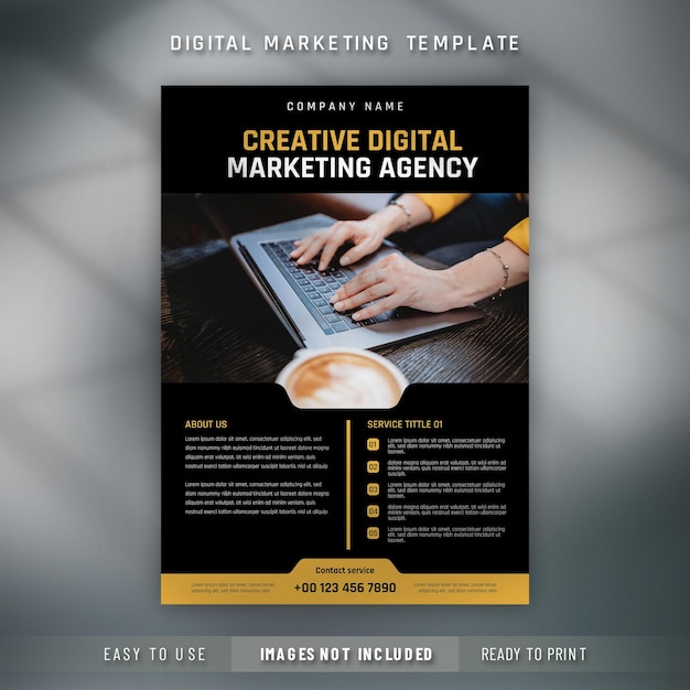 Modello di brochure per volantini di marketing digitale multiuso