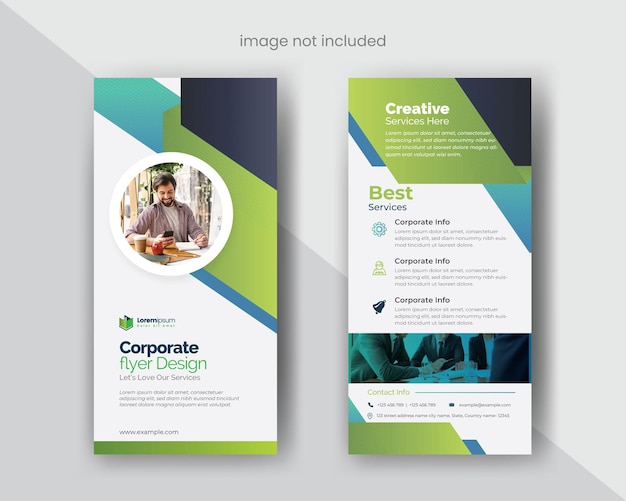 Vector multipurpose dl flyer template with blue and green vector elements