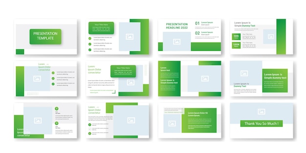 Multipurpose minimal green presentation templates