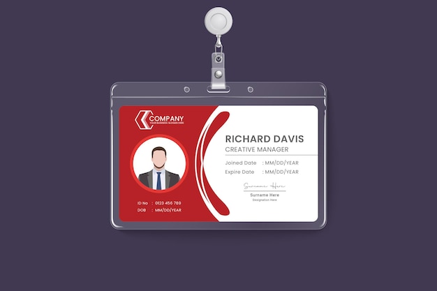 Multipurpose red horizontal Identity Card Template