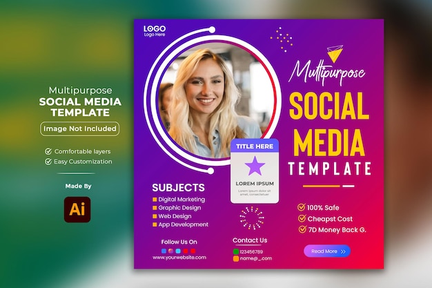 Multipurpose social media marketing post template