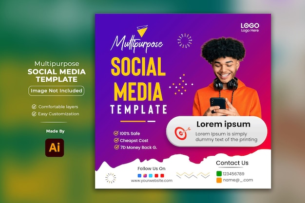 Multipurpose social media marketing post template