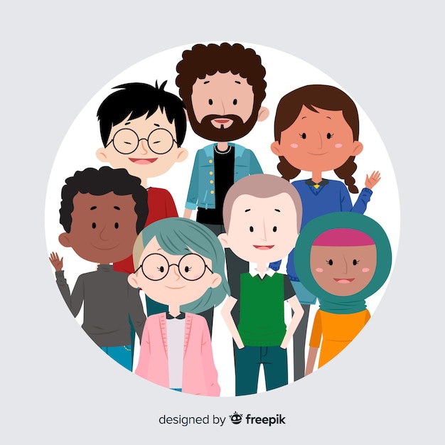 Vector multiracial group of people background