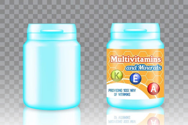 Multivitamin complex packaging vector mockup set