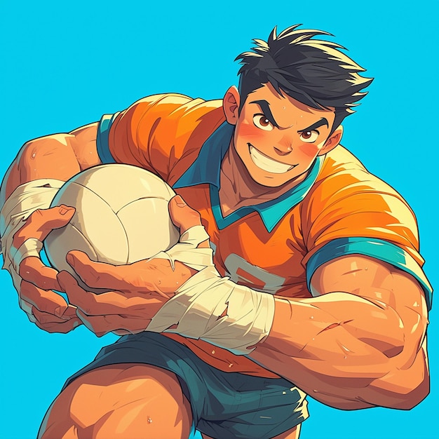 A Mumbai boy plays kabaddi in cartoon style