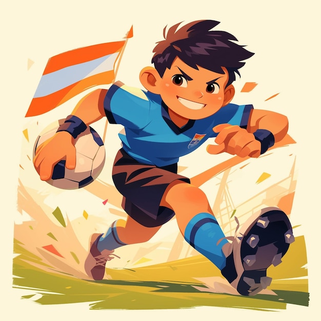 A Mumbai boy plays kabaddi in cartoon style