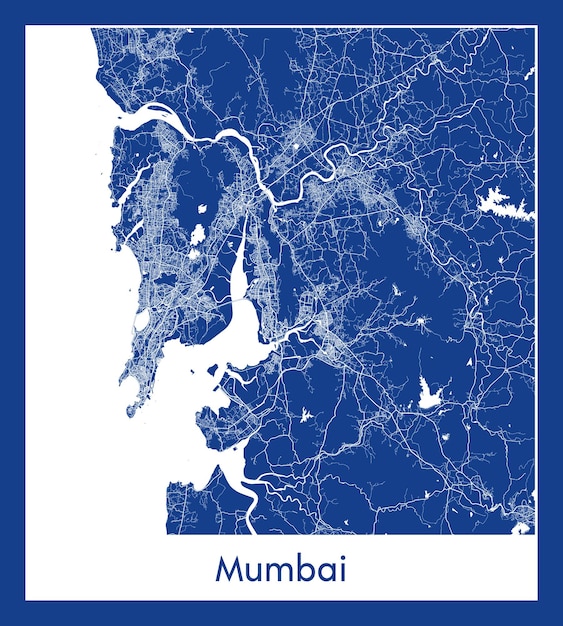 Vector mumbai india azië stadskaart blauwdruk vectorillustratie