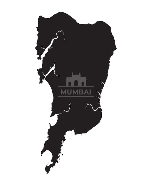 Mumbai kaart silhouet op witte achtergrond