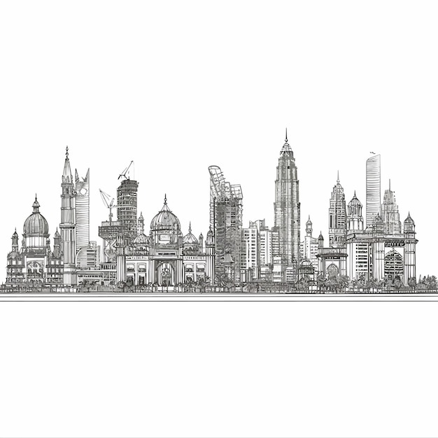 Vector mumbai_skyline_landscape_view_of_the_city