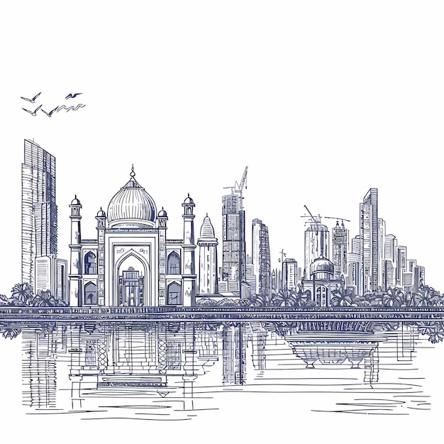 Vector mumbai_skyline_landscape_view_of_the_city