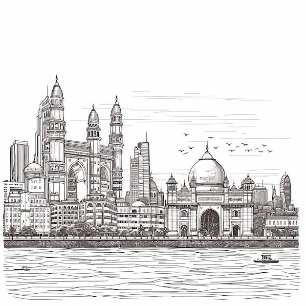 Vector mumbai_skyline_landscape_view_of_the_city