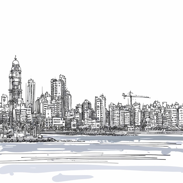 Vector mumbai_skyline_landscape_view_of_the_city