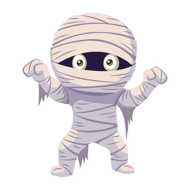 Mummiemonster voor halloween. vector platte cartoonillustratie