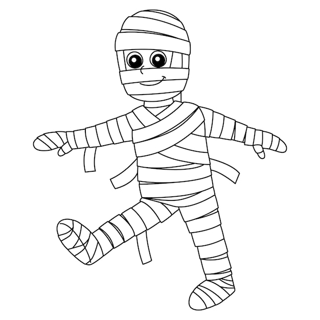 Mummy Halloween Coloring Page Isolated for Kids