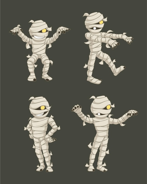 Mummy illustration vector set Halloween Celebration