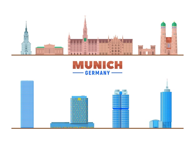 Vector münchen duitsland stad bezienswaardigheden vector illustratie zakelijke reizen en toerisme concept met moderne gebouwen afbeelding voor presentatie banner website