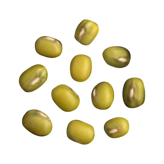 Mung dry green beans isolated on white background. realistic vector illustration