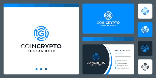 Munt crypto logo sjabloon met eerste letter G. Digital Money icon Vector, Block chain, financieel symbool.