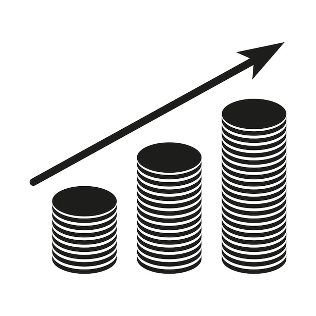 Munt kolommen pijl-omhoog Financiën isometrische stapel geld vectorillustratie