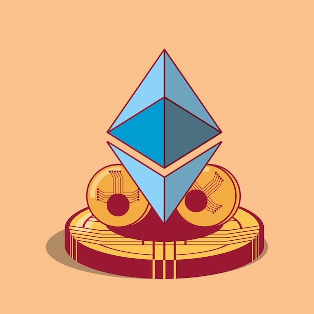 Vector munt met ethereumsymbool