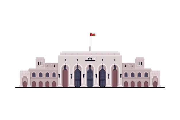 Muscat City Architecture Reizen naar Oman Beroemde bezienswaardigheid Flat Vector Illustration