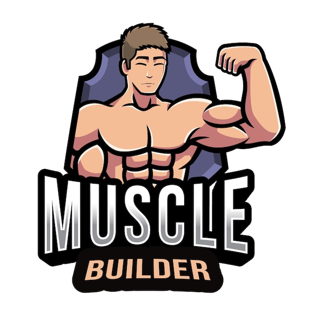 Vector muscle builder logo template