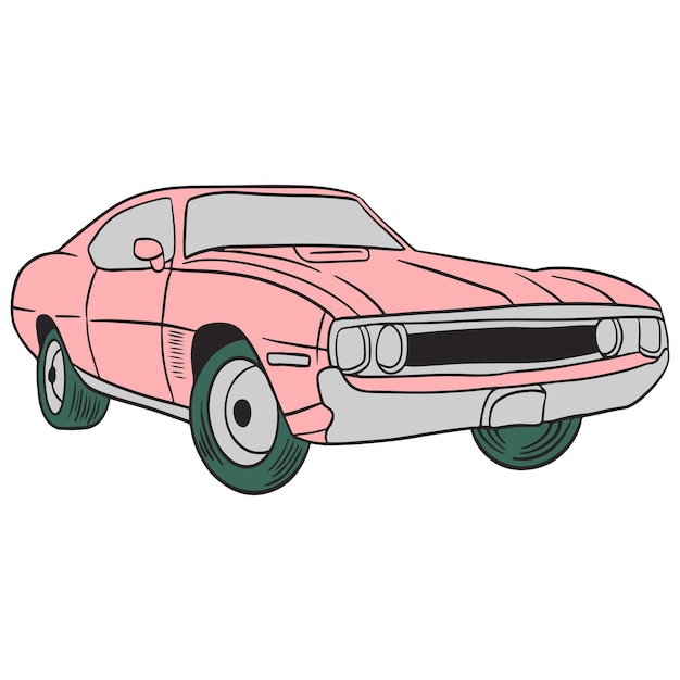 Vector muscle car handdrawn illustration