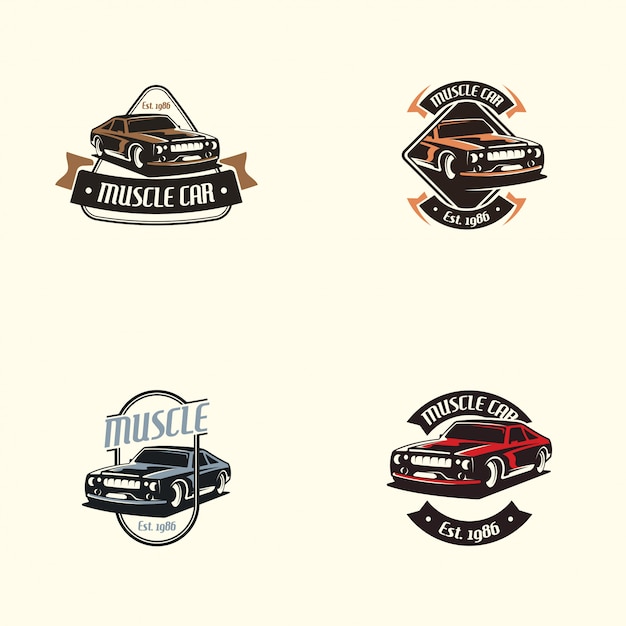 Muscle car logo in retro style. retro car logo vector