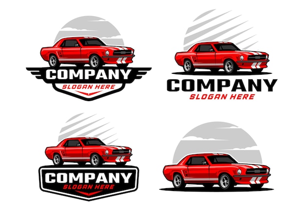Vector muscle car logo set