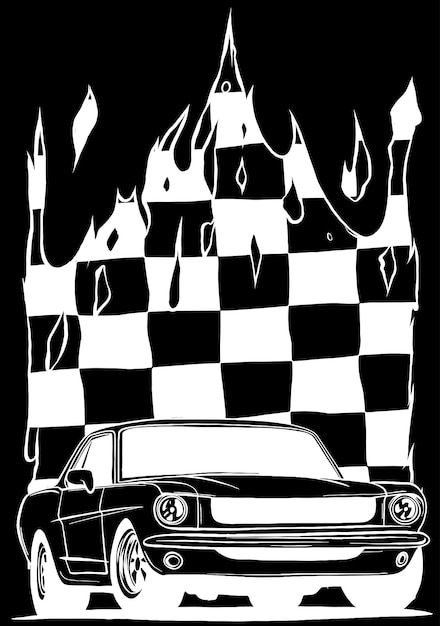 Muscle cars line art illustrazione vettoriale automobilistica